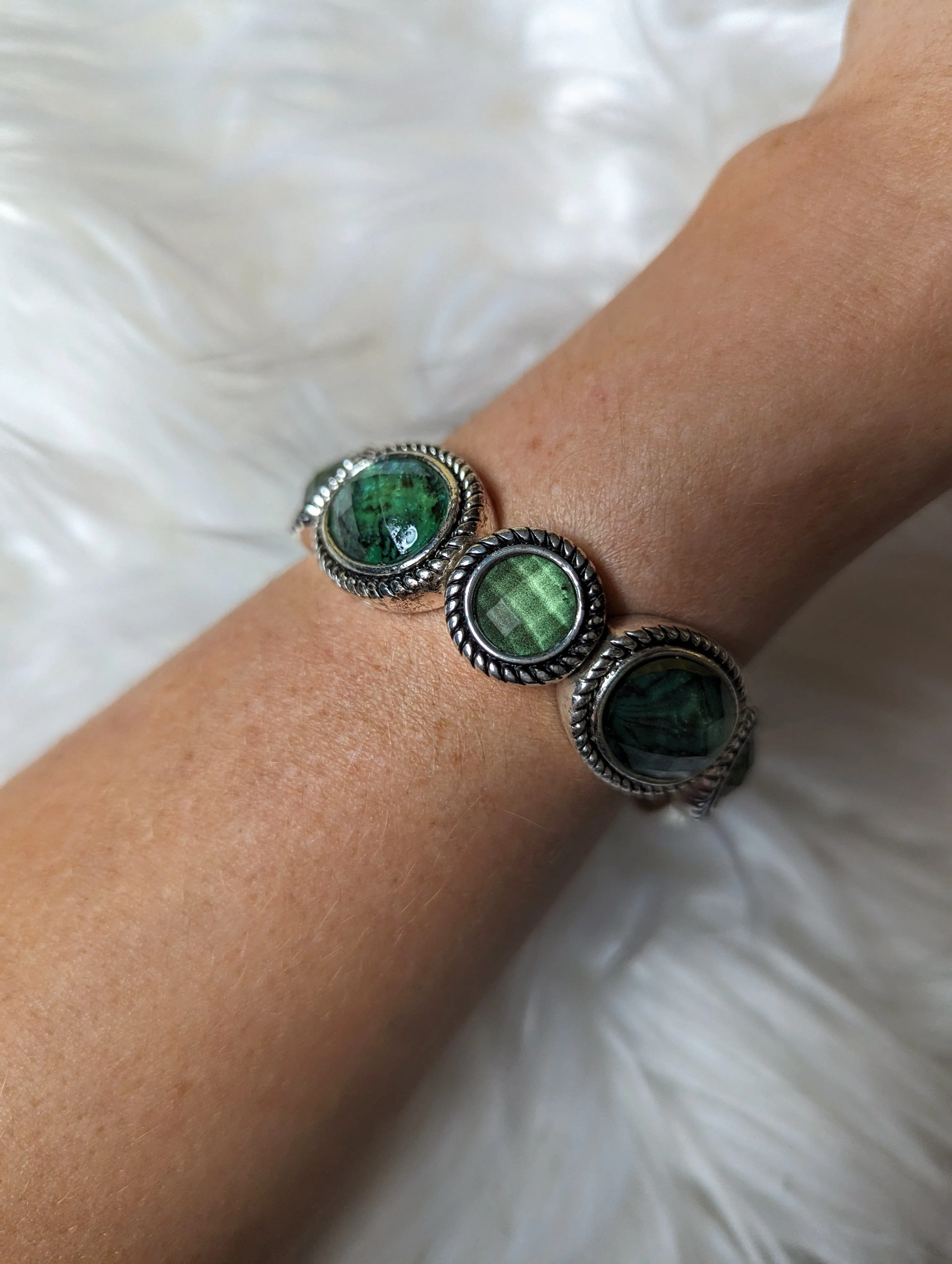 Vintage -  Napier Green Silver Bracelet
