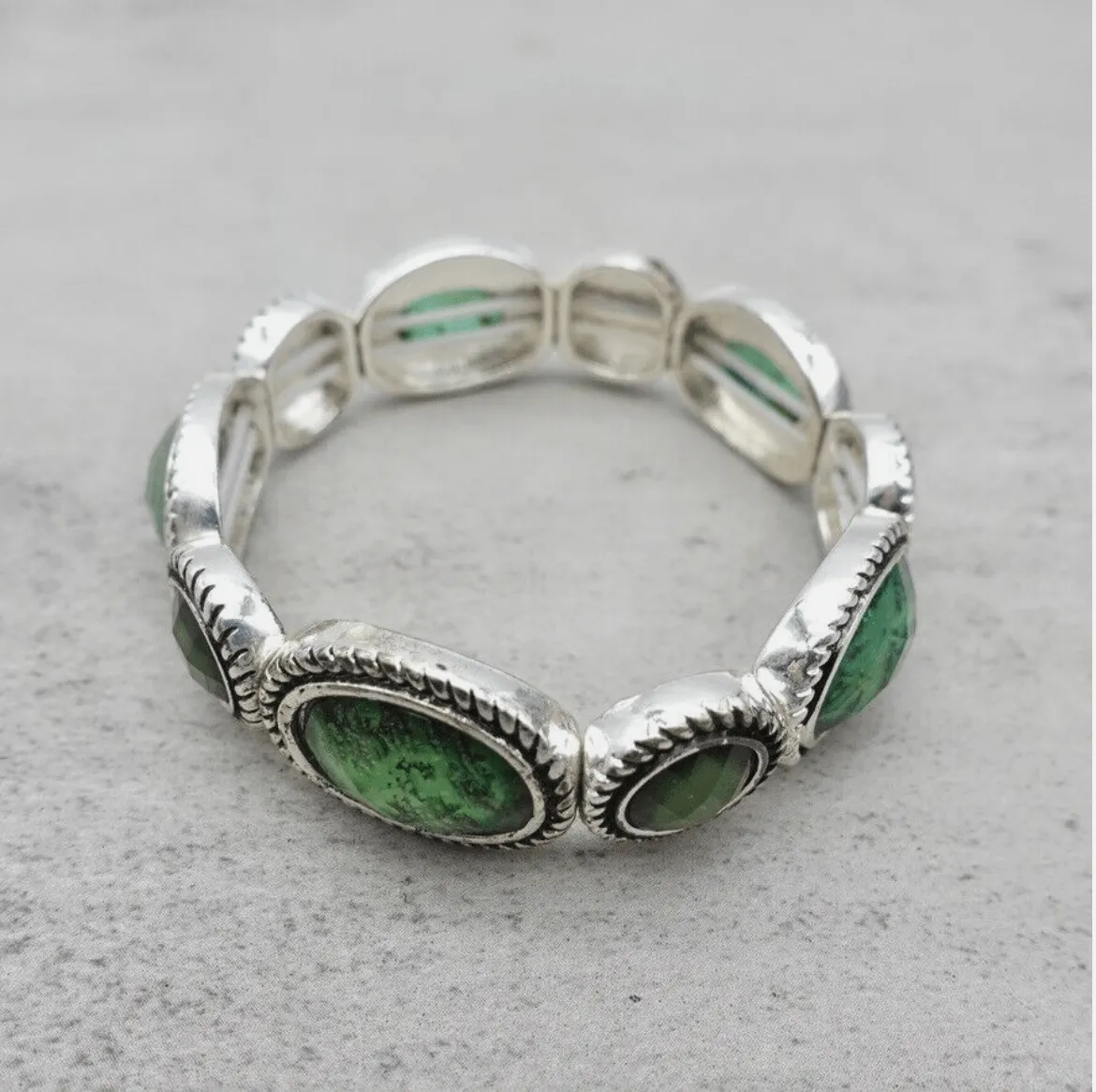 Vintage -  Napier Green Silver Bracelet