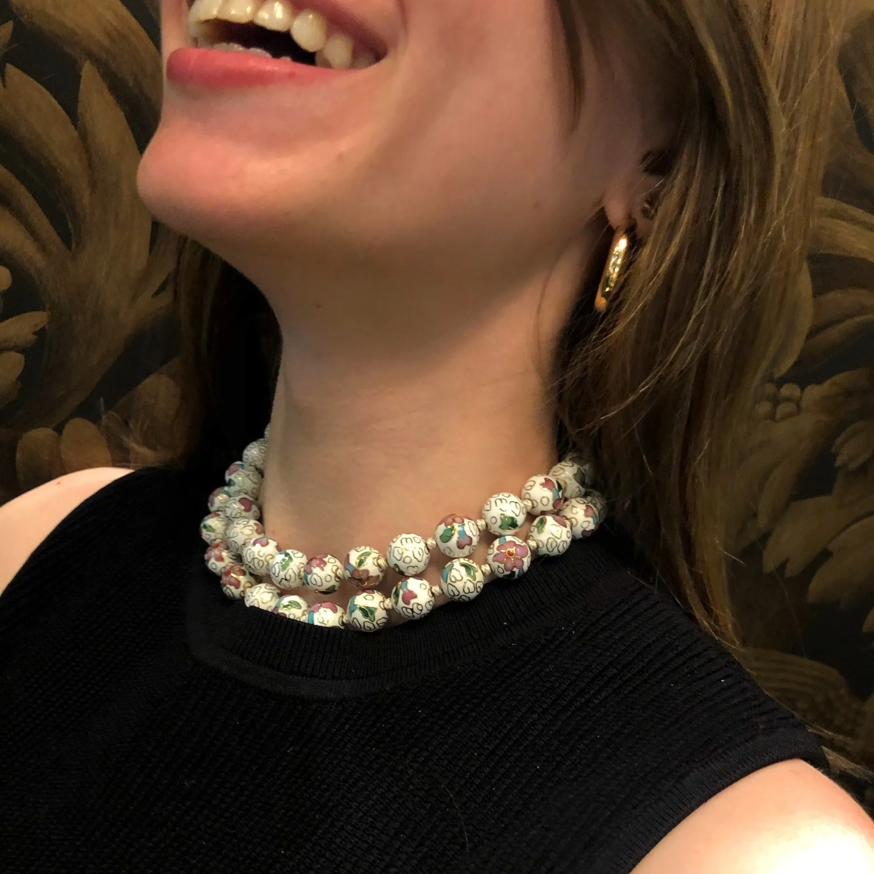 Vintage Pastel Cloisonne Beaded Necklace
