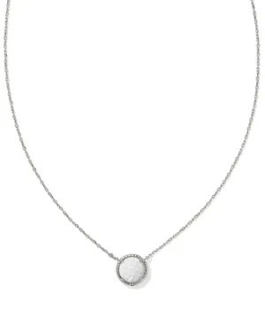 VOLLEYBALL SHORT PENDANT NECKLACE SILVER WHITE MOTHER OF PEARL