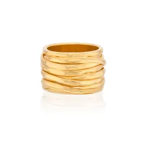 Wavy Twist Band Ring - Gold