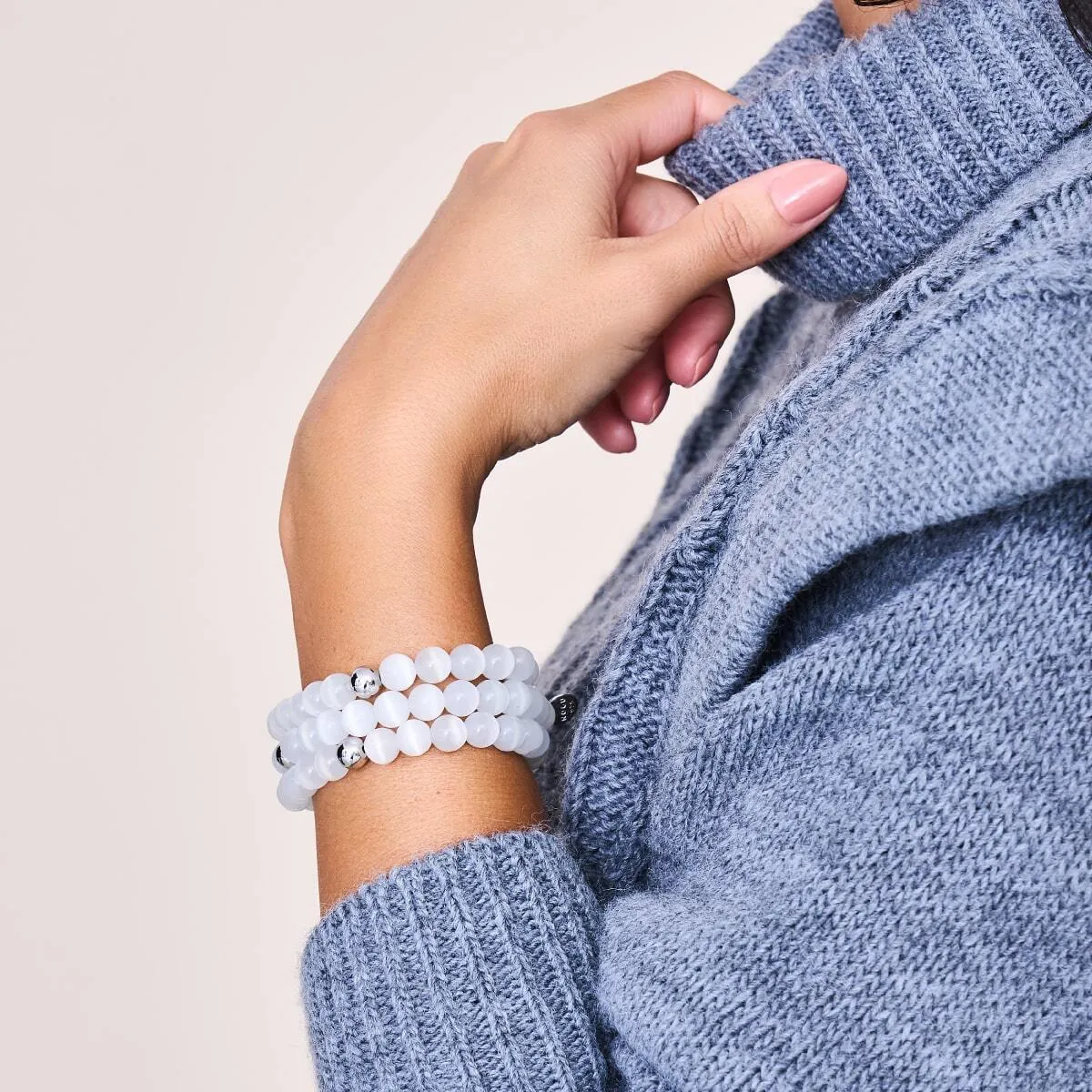 White | .925 Sterling Silver | Cheshire Glass Bracelet