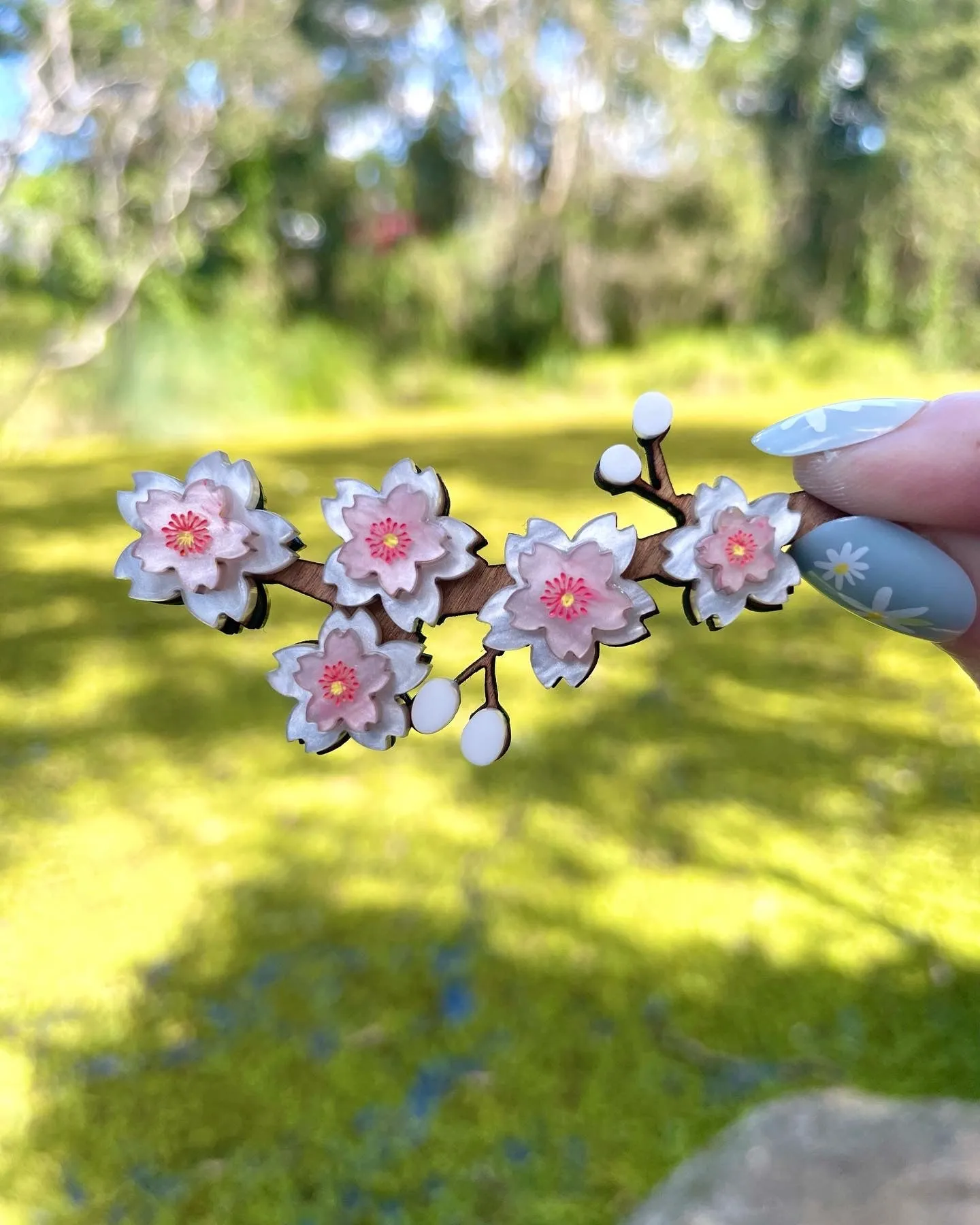 White Cherry Blossom - Brooch