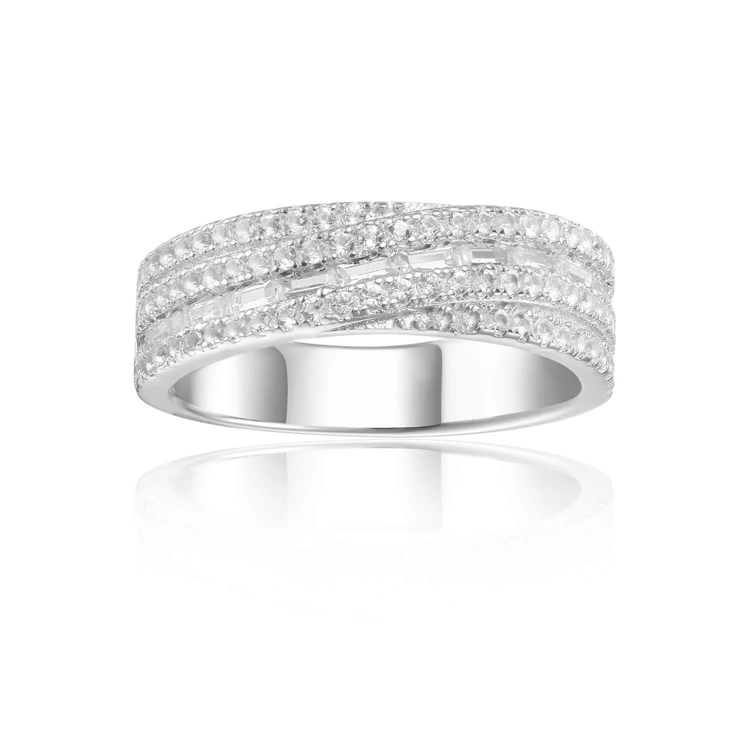 White Topaz Twisted Band Engagement Ring