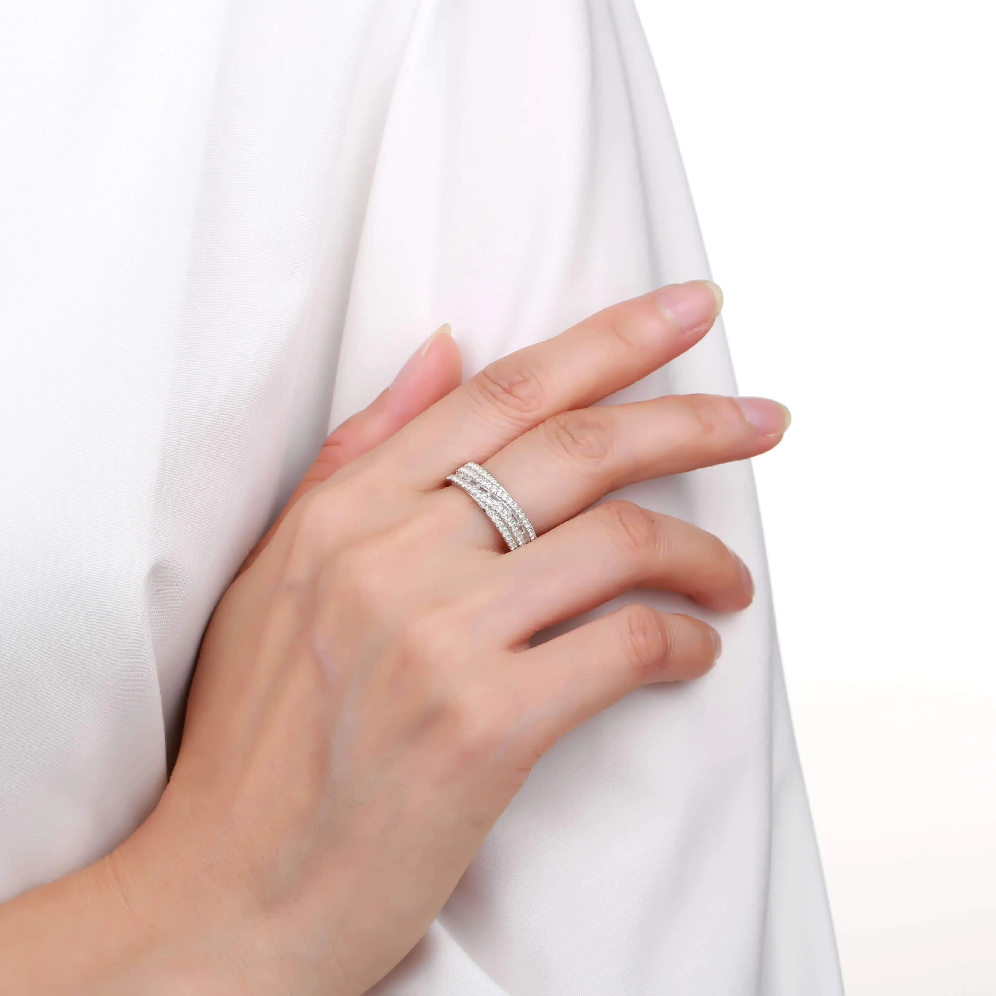 White Topaz Twisted Band Engagement Ring