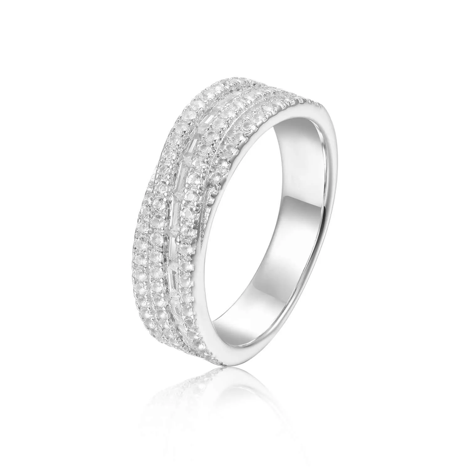 White Topaz Twisted Band Engagement Ring