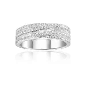 White Topaz Twisted Band Engagement Ring