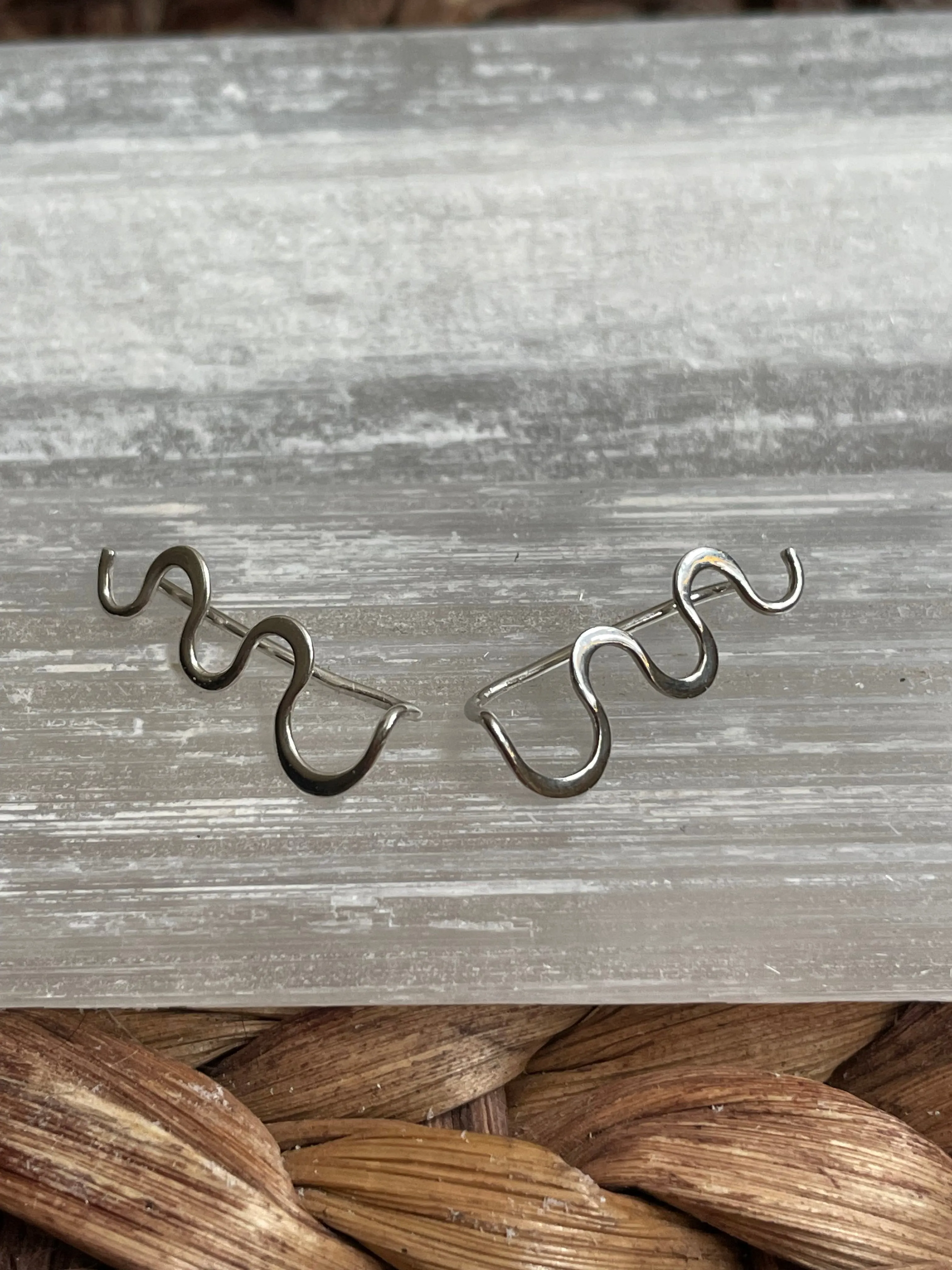 Wiggle Ear Climber Earrings - Sterling Silver