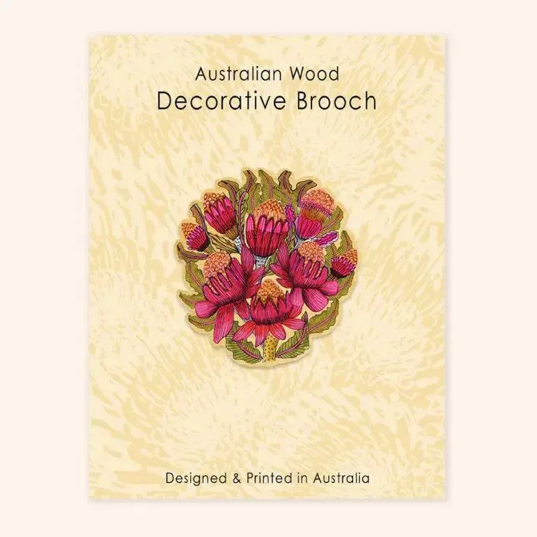 Wild Waratahs Wooden Brooch