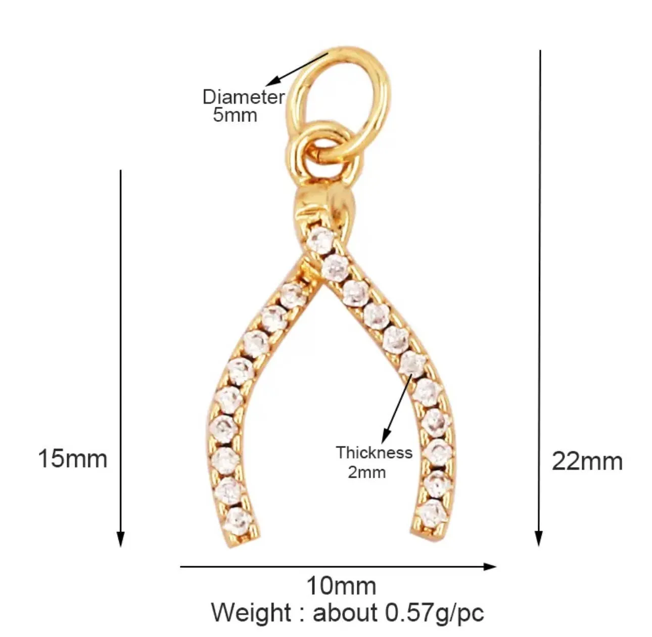 Wishbone Charm For Charm Bar & Charm Necklaces