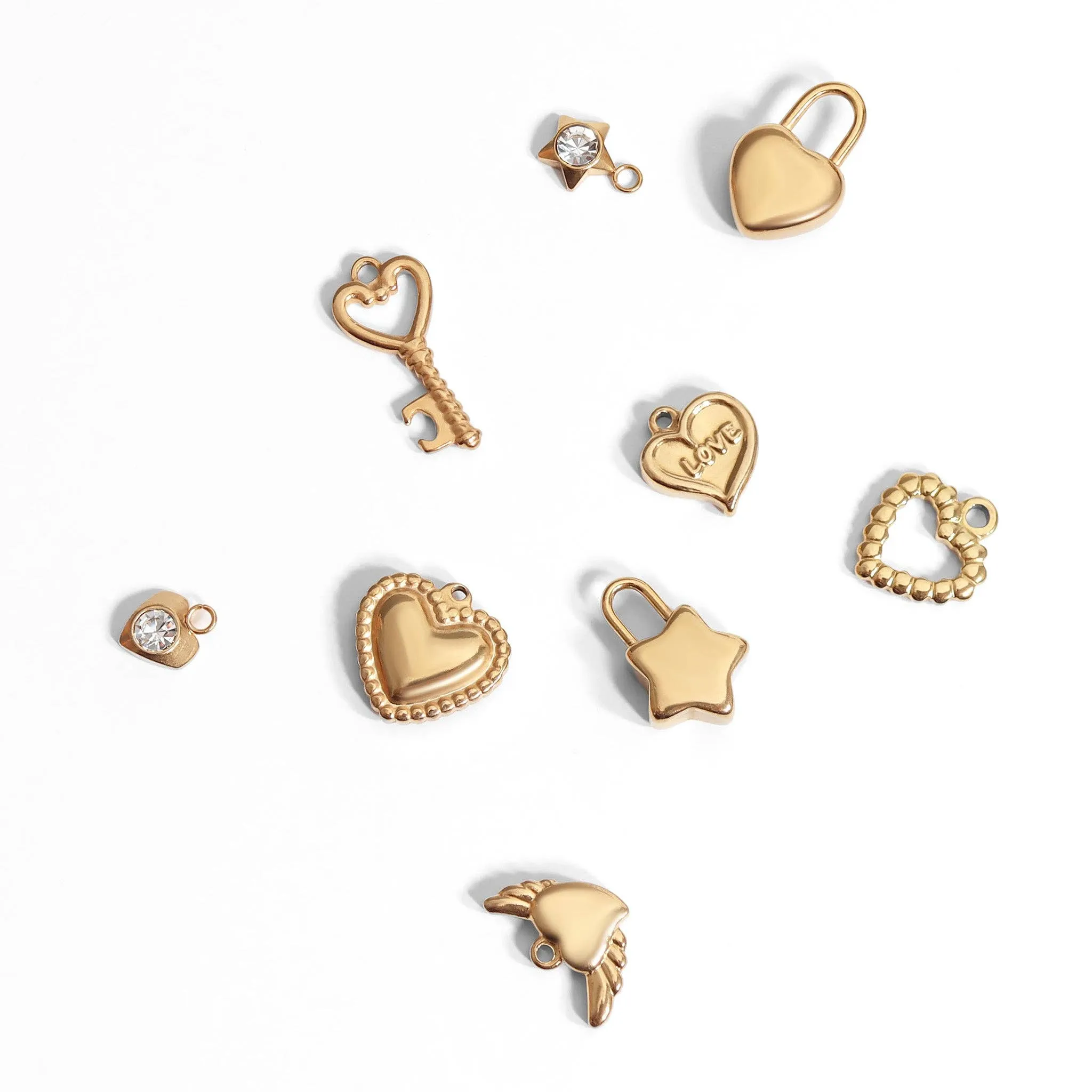 WJW - 18K Gold PVD Stainless Steel Star Padlock Charm