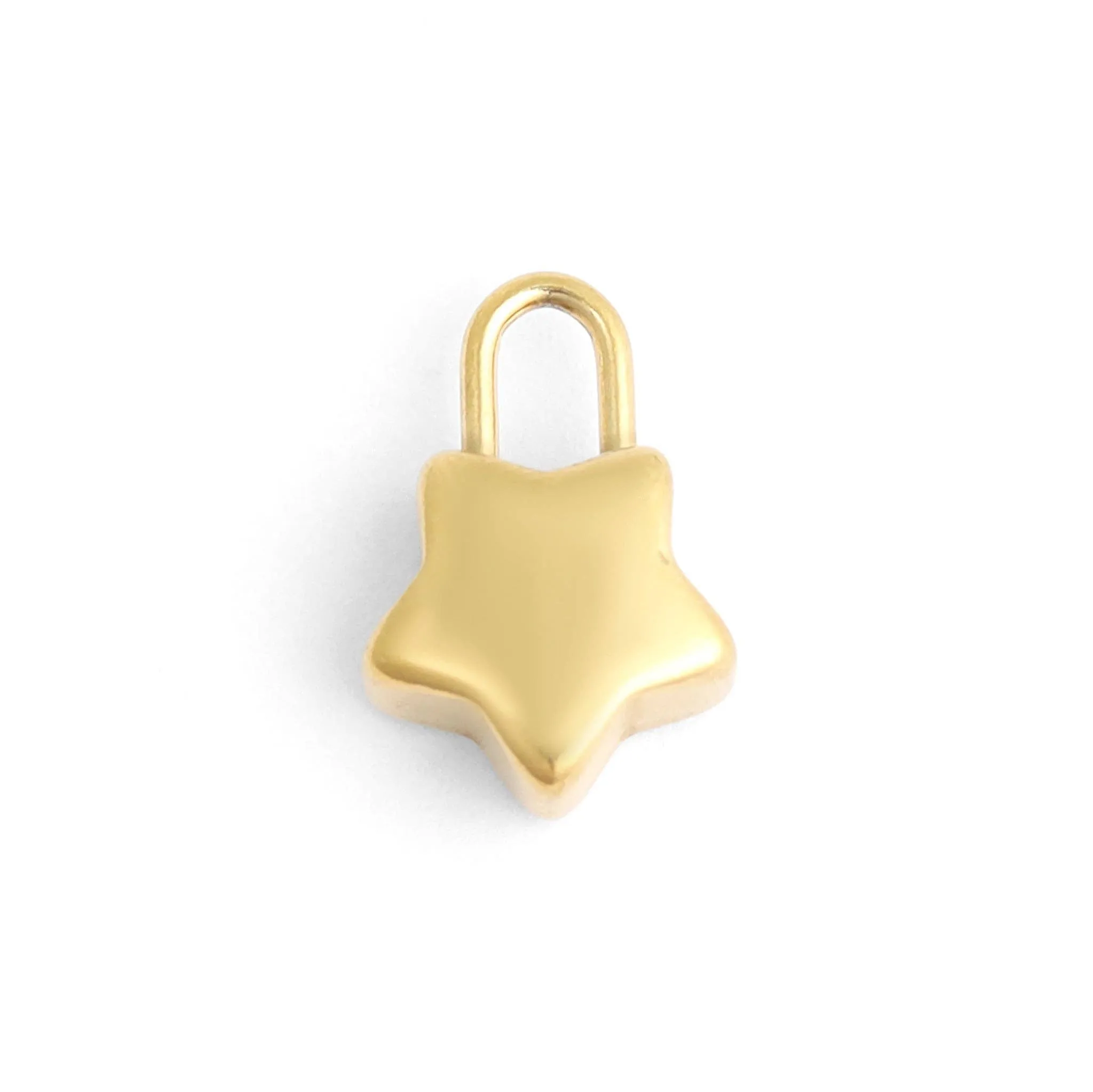 WJW - 18K Gold PVD Stainless Steel Star Padlock Charm
