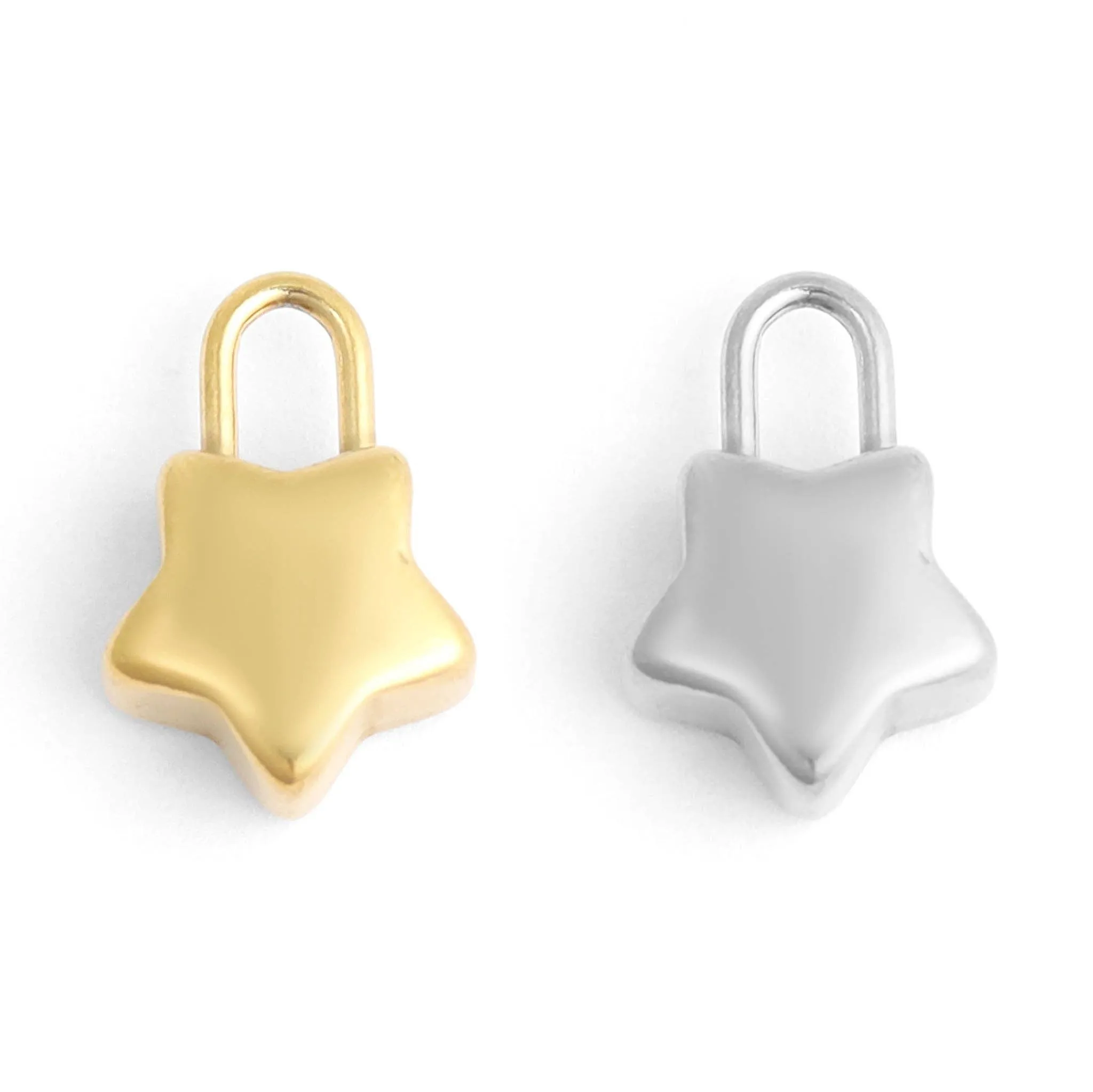 WJW - 18K Gold PVD Stainless Steel Star Padlock Charm
