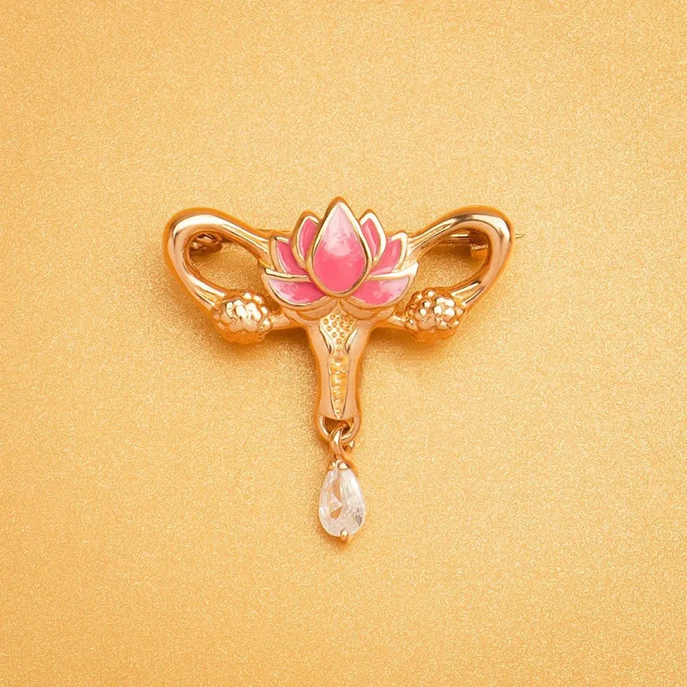 Woman's Womb Medical Jewellery Brooch Pins Gynecology Symbol of Medical Uterus Lotus Lapel Badge for Gynecologist Nurse