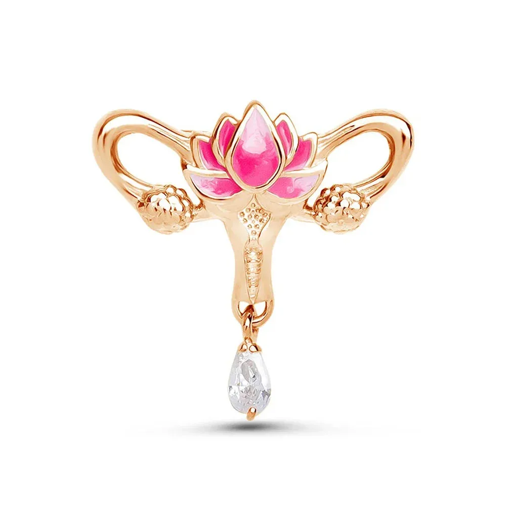 Woman's Womb Medical Jewellery Brooch Pins Gynecology Symbol of Medical Uterus Lotus Lapel Badge for Gynecologist Nurse