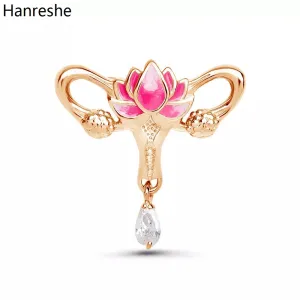 Woman's Womb Medical Jewellery Brooch Pins Gynecology Symbol of Medical Uterus Lotus Lapel Badge for Gynecologist Nurse