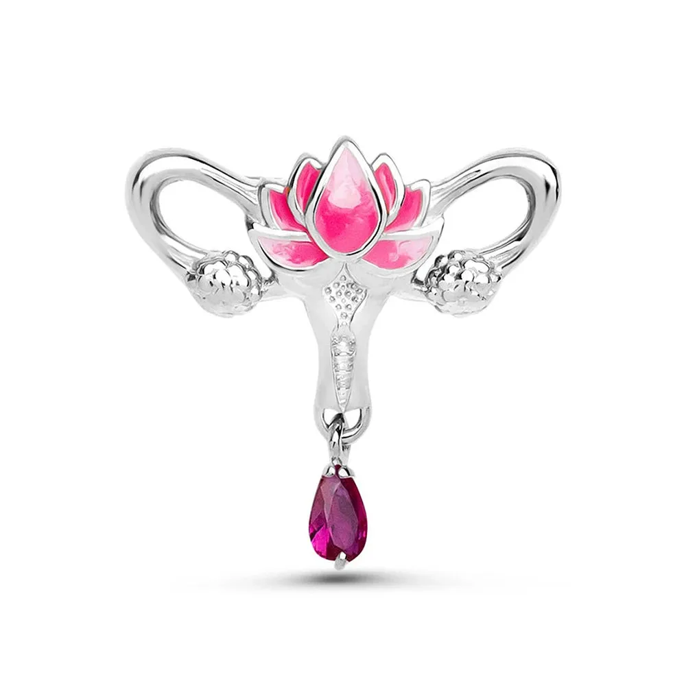Woman's Womb Medical Jewellery Brooch Pins Gynecology Symbol of Medical Uterus Lotus Lapel Badge for Gynecologist Nurse