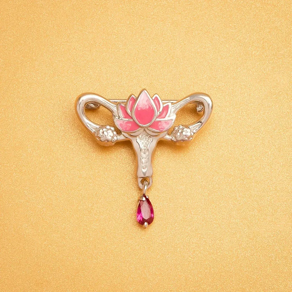 Woman's Womb Medical Jewellery Brooch Pins Gynecology Symbol of Medical Uterus Lotus Lapel Badge for Gynecologist Nurse