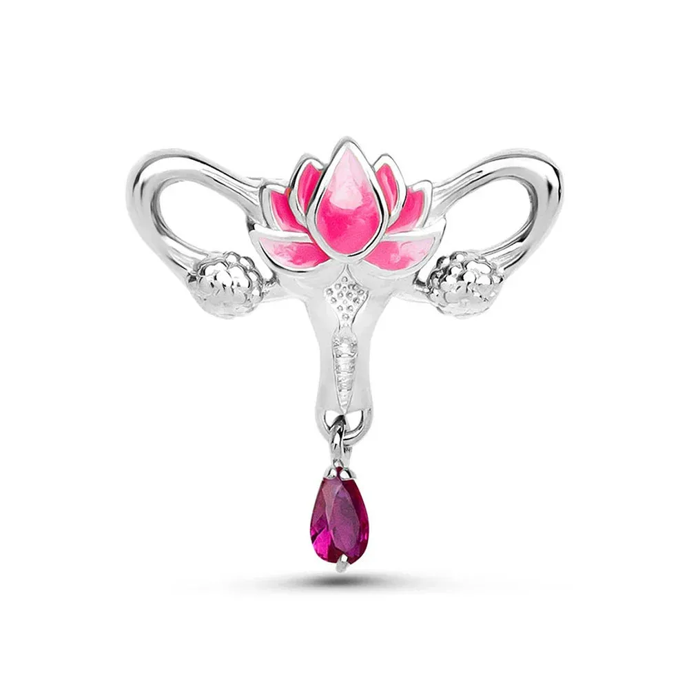 Woman's Womb Medical Jewellery Brooch Pins Gynecology Symbol of Medical Uterus Lotus Lapel Badge for Gynecologist Nurse
