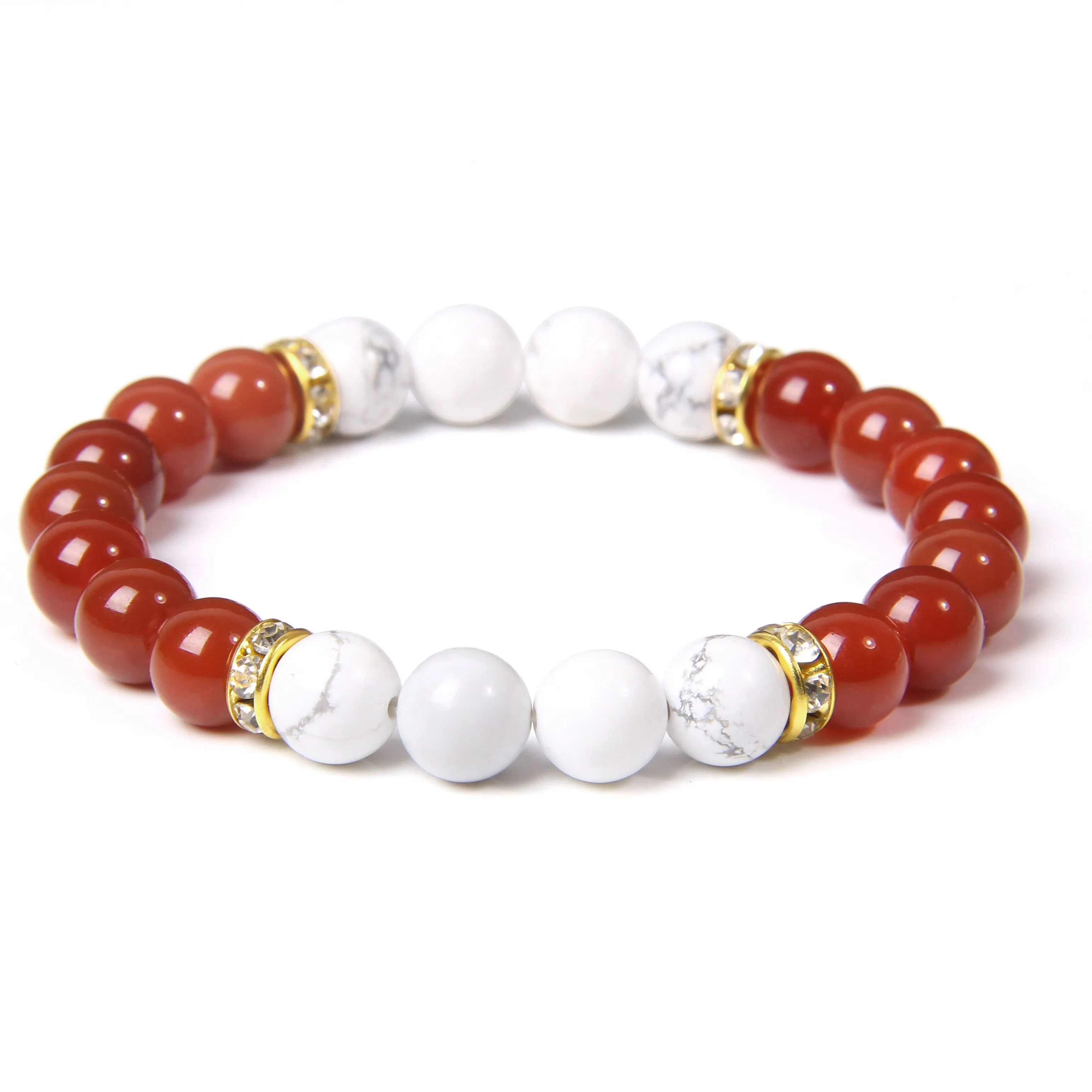 Women Elastic Bracelet Natural Pink Quartzs Stone