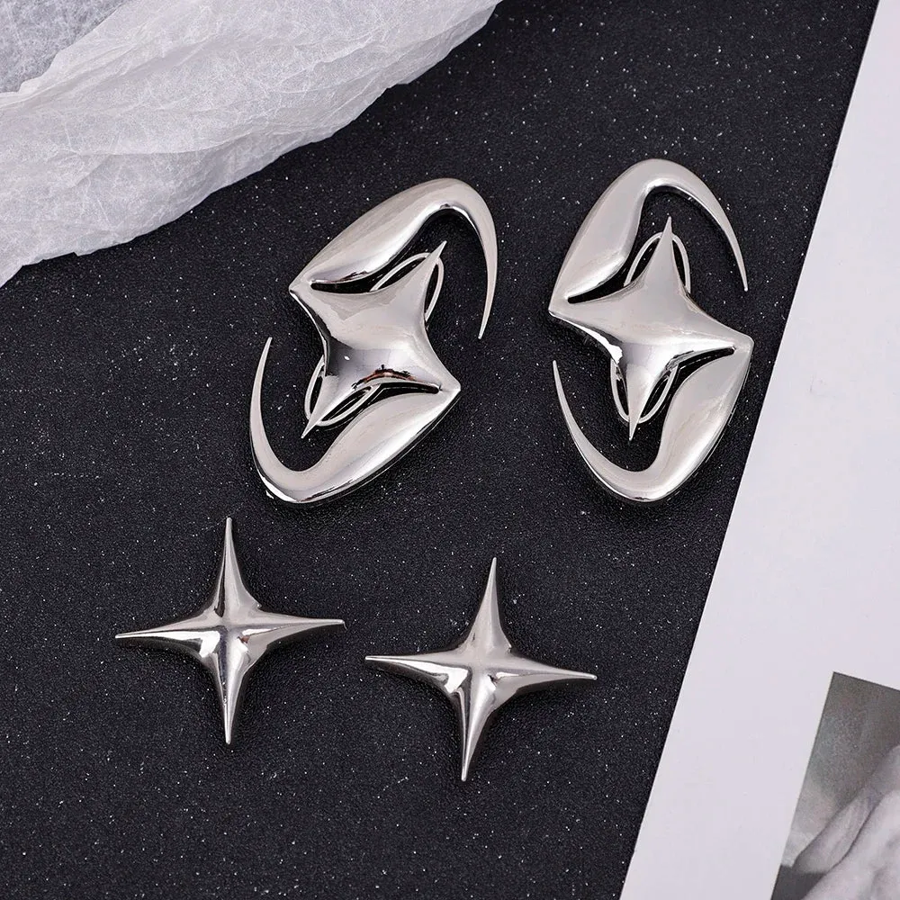 Y2K Fashion Punk Rock Silver Color Metal Cross Star Brooches Temperament Jesus Lucky Brooch Pins for Men Women Shirt Jewelry 90s