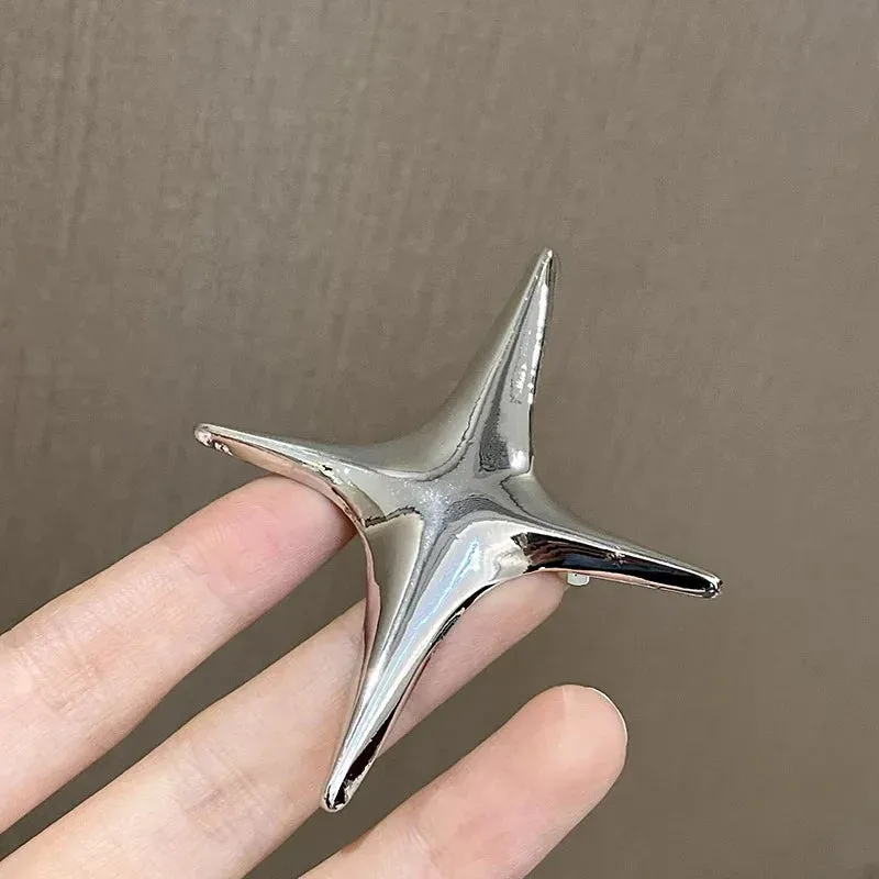 Y2K Fashion Punk Rock Silver Color Metal Cross Star Brooches Temperament Jesus Lucky Brooch Pins for Men Women Shirt Jewelry 90s