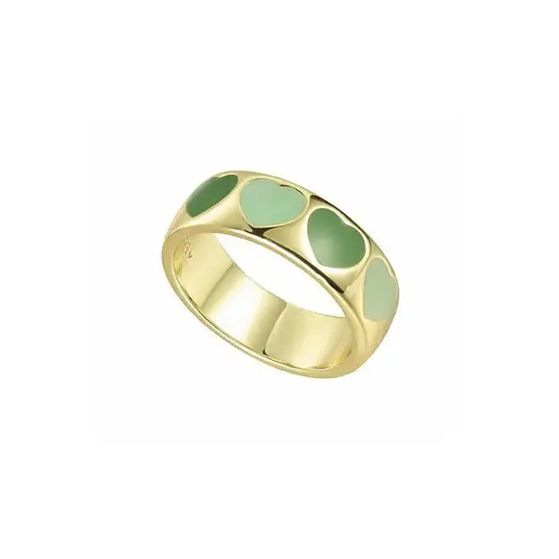Y2K Two-Tone Heart Ring Perfect for Sizes 6-8 Stylish Accessory