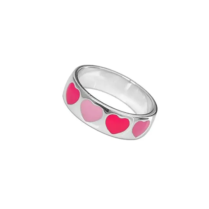 Y2K Two-Tone Heart Ring Perfect for Sizes 6-8 Stylish Accessory