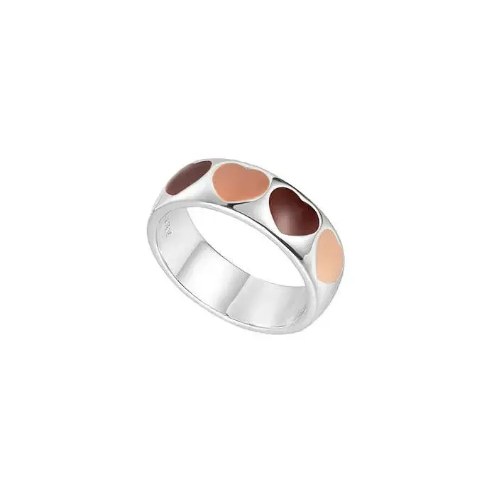 Y2K Two-Tone Heart Ring Perfect for Sizes 6-8 Stylish Accessory