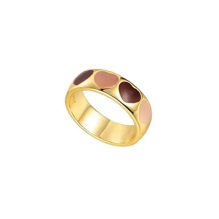 Y2K Two-Tone Heart Ring Perfect for Sizes 6-8 Stylish Accessory