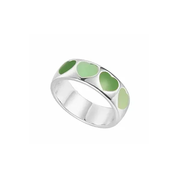 Y2K Two-Tone Heart Ring Perfect for Sizes 6-8 Stylish Accessory