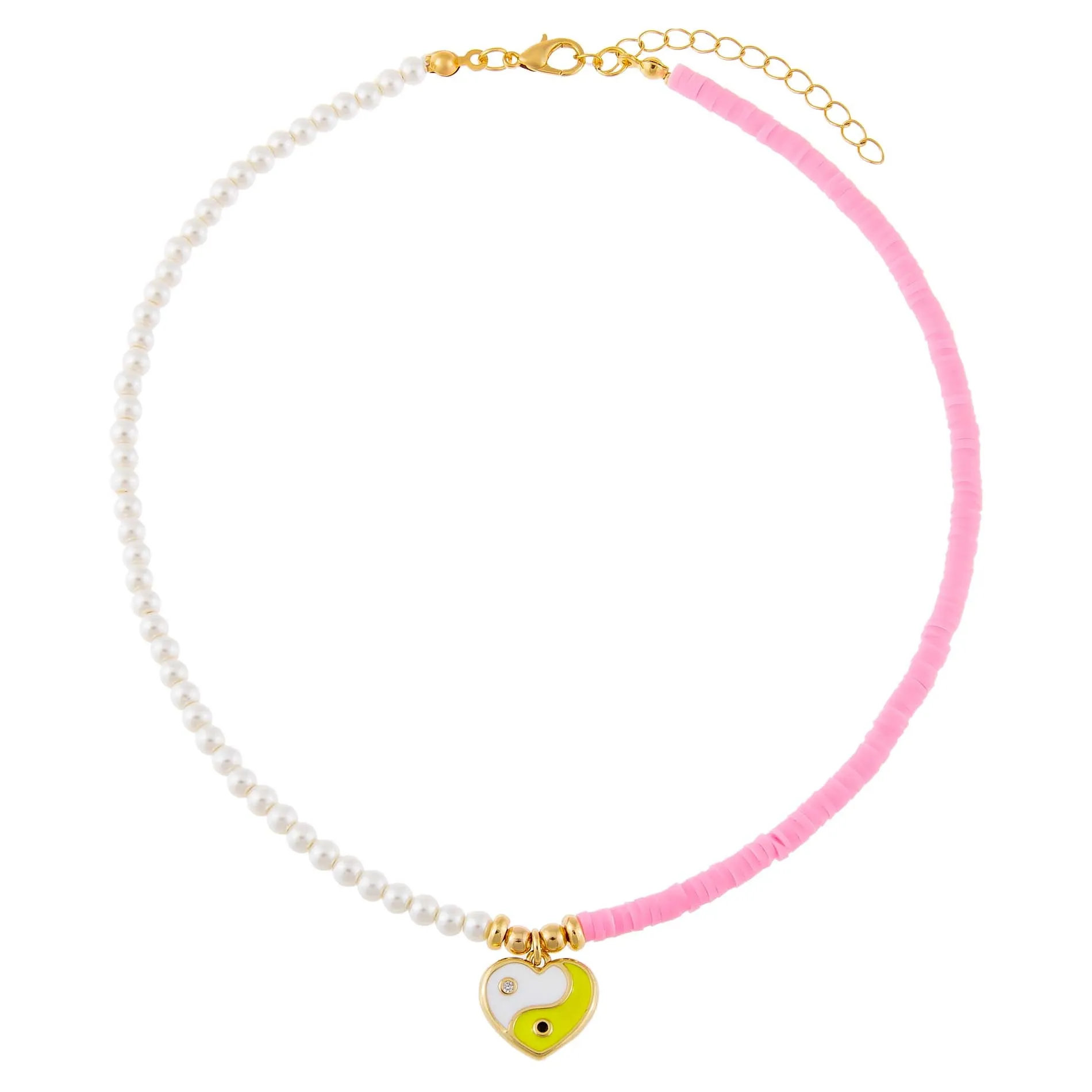 Yin & Yang Heart Beaded Necklace