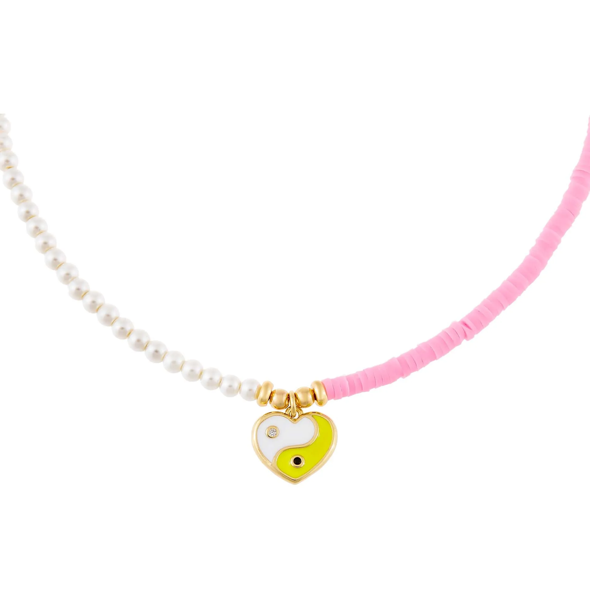 Yin & Yang Heart Beaded Necklace