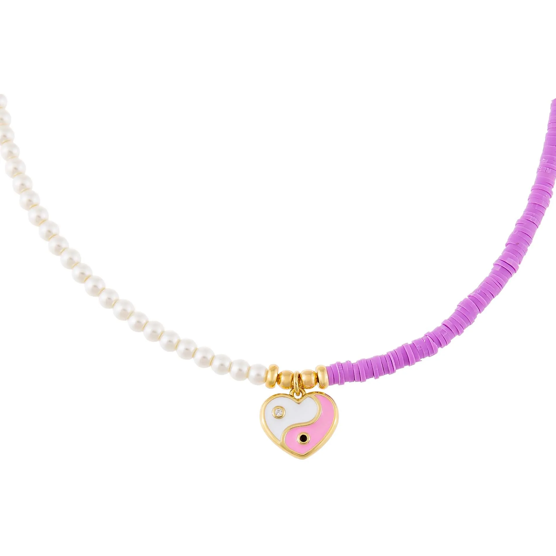 Yin & Yang Heart Beaded Necklace