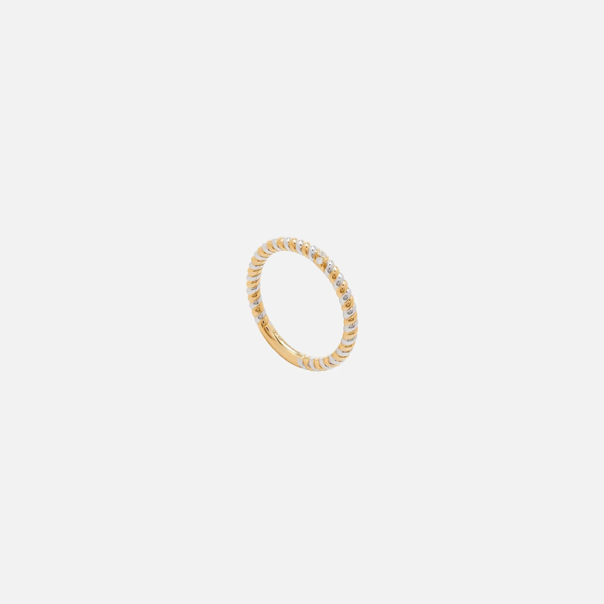 Yvonne Leon Alliance Mini Twist Ring - Gold /  White
