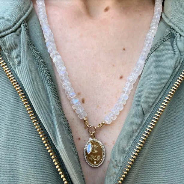 Zahava Heirlooms Faceted Rainbow Moonstone Beaded Necklace