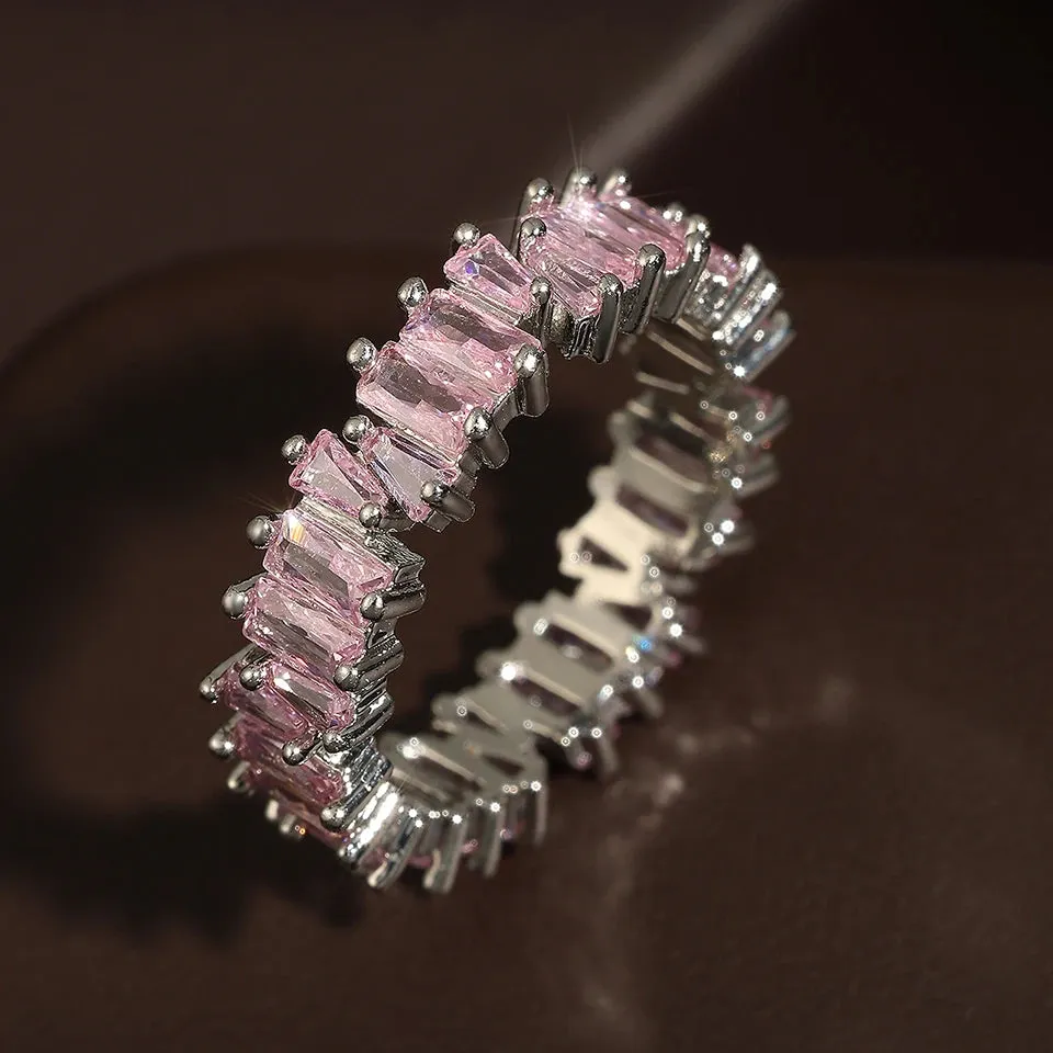 ZAKOL Romantic Pink Heart CZ Engagement Rings for Women