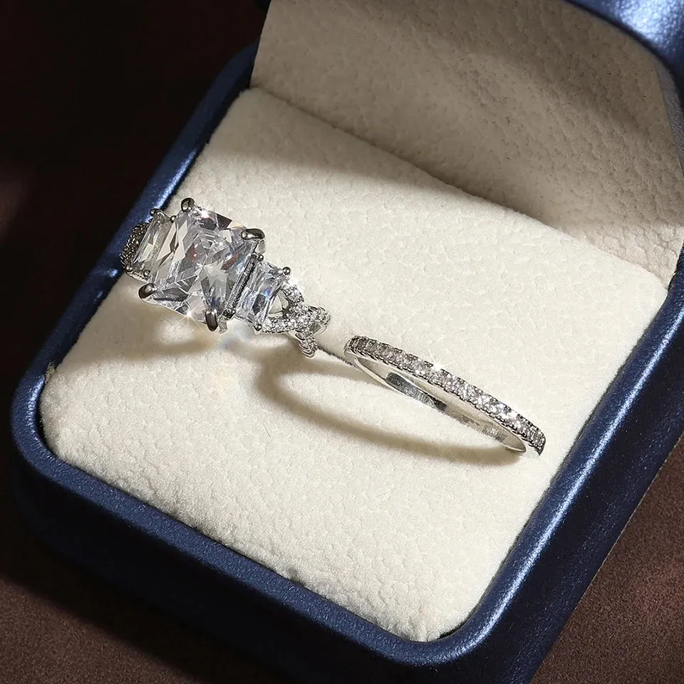 ZAKOL Romantic Pink Heart CZ Engagement Rings for Women